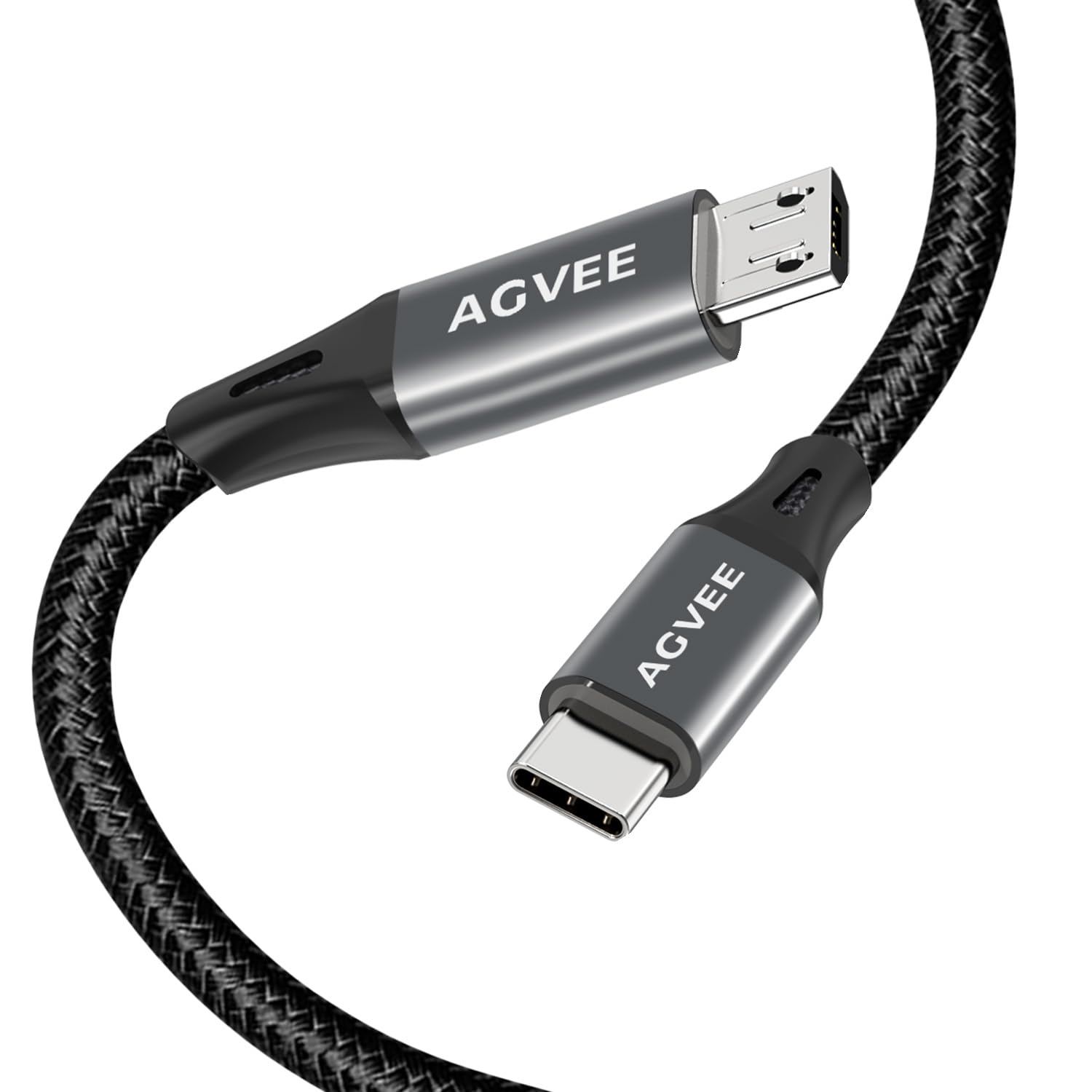 AGVEE 2 Pack 1ft USB-C to Micro USB Cable
