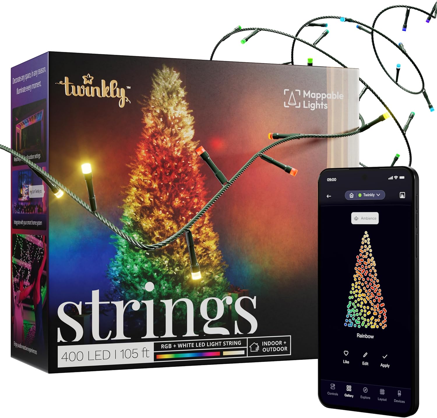 Twinkly App-Controlled 105ft Smart String LED Lights